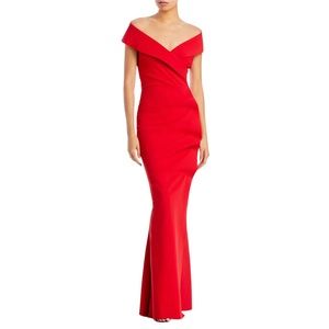 CHIARA BONI LA PETITE ROBE Norc Portrait Collar Off Shoulder Mermaid Gown